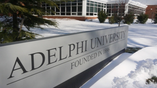 Sign for Adelphi University's Campus