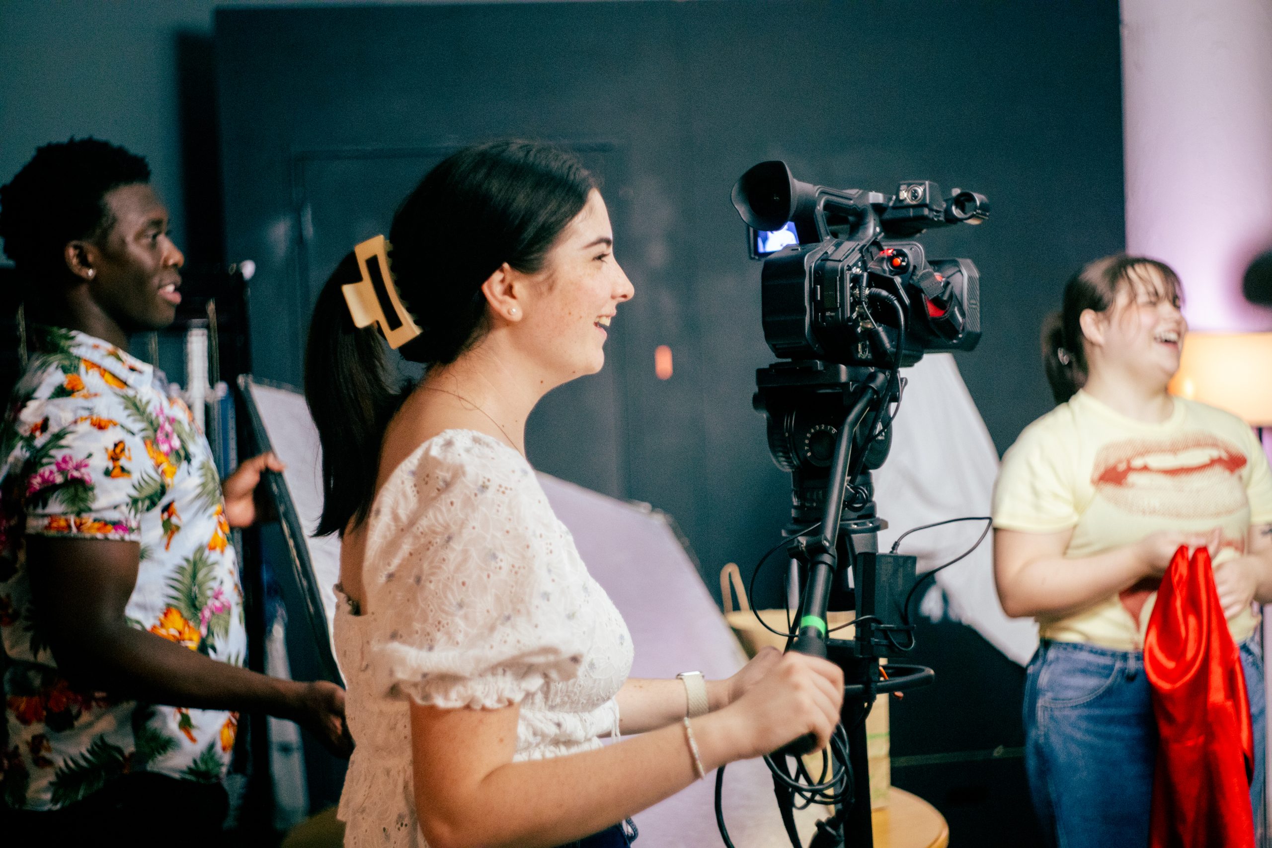 Students in an on-camera class